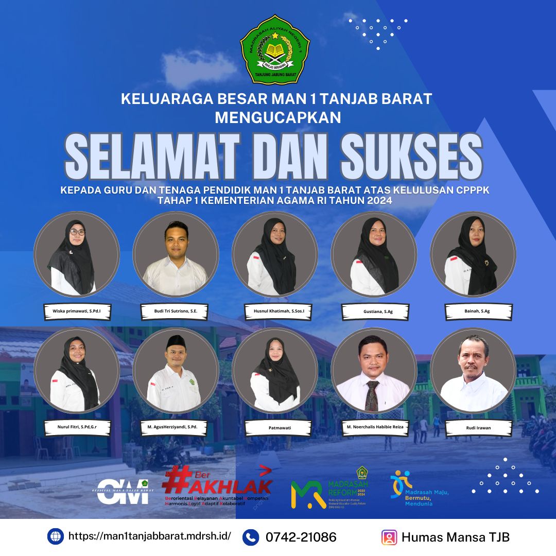 Guru dan Tenaga Kependidikan MAN 1 Tanjung Jabung Barat Lulus 100% CPPPK Tahap I Tahun 2024 Guru dan Tenaga Kependidikan MAN 1 Tanjung Jabung Barat Lulus 100% CPPPK Tahap I Tahun 2024