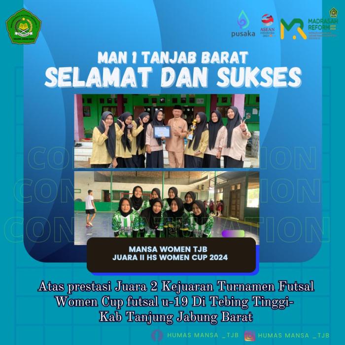 MAN 1 Tanjung Jabung Barat Raih Juara II Turnamen Futsal U-19  Hs Women Cup 2024  