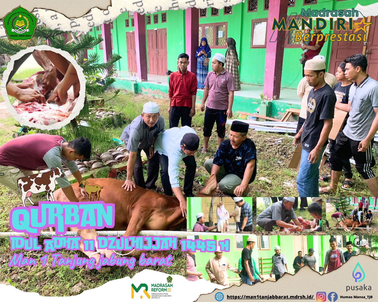 Penyembelihan Hewan Qurban Idul Adha 1445 H / 2024 M MAN 1 Tanjung Jabung Barat 