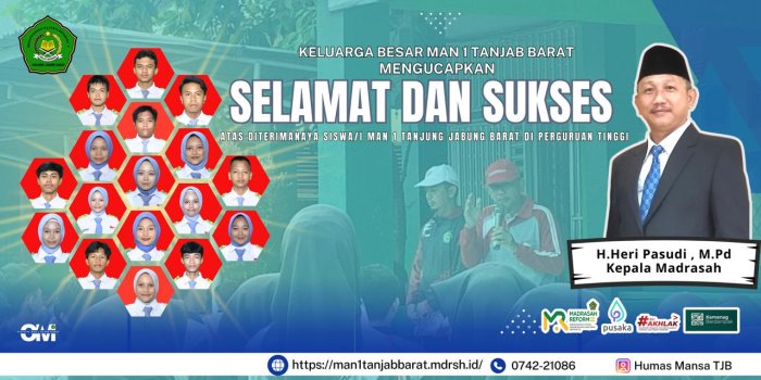 Kepala MAN 1 Tanjung Jabung Barat Sampaikan Apresiasi kepada Siswa Lolos SNBP 2026