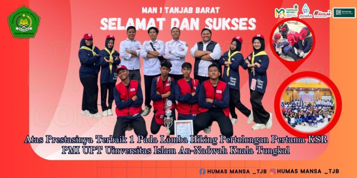 PMR MAN 1 Tanjung Jabung Barat Raih Terbaik I  Lomba Hiking Pertolongan Pertama KSR PMI UINKA Tingkat Kabupaten