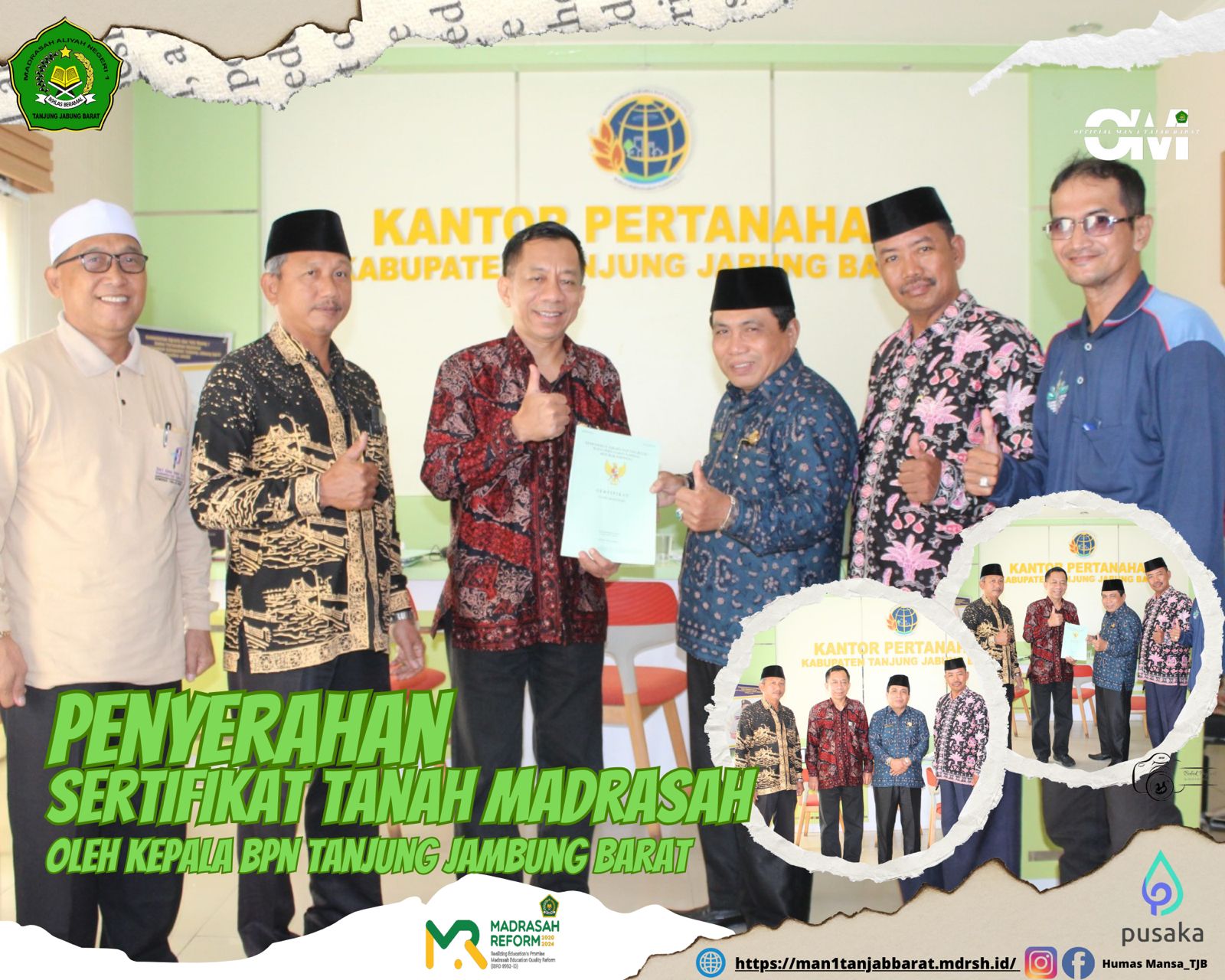 Penyerahan Sertifikat Tanah Madrasah Oleh BPN Tanjung Jabung Barat Penyerahan Sertifikat Tanah Madrasah Oleh BPN Tanjung Jabung Barat