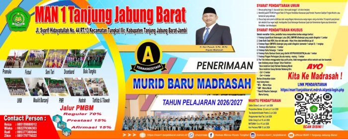MAN 1 Tanjung Jabung Barat Buka Penerimaan Murid Baru (PMB) Tahun Pelajaran 2026/2027