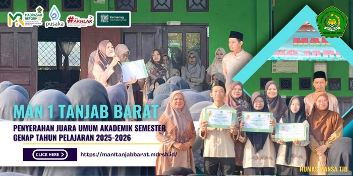 MAN 1 Tanjung Jabung Barat Serahkan Penghargaan kepada Juara Umum Akademik Semester Genap TP 2025/2026