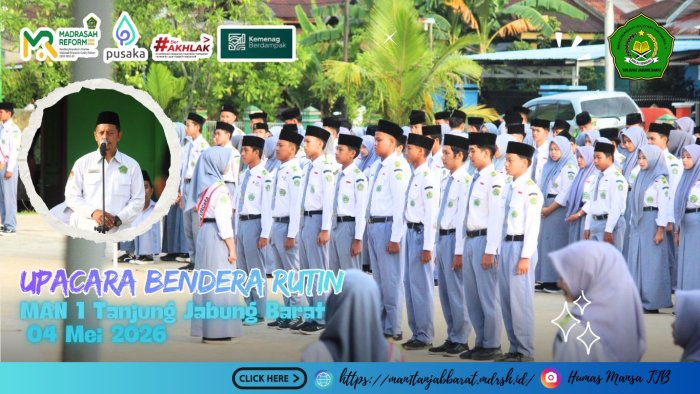 Ing Ngarso Sung Tulodo, Ing Madyo Mangun Karso, Tut Wuri Handayani Warnai Upacara di MAN 1 Tanjung Jabung Barat