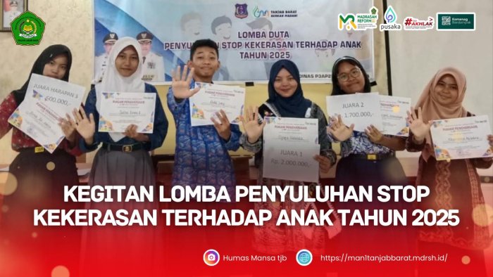 MAN 1 Tanjung Jabung Barat Raih Prestasi dalam Ajang Duta Stop Kekerasan Terhadap Anak