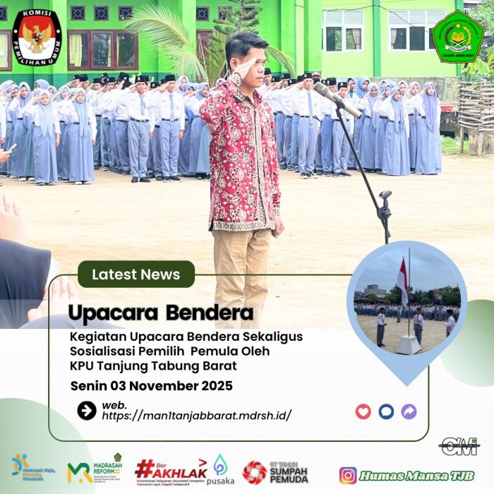 Komisioner KPU Tanjung Jabung Barat Pimpin Upacara di MAN 1 Tanjung Jabung Barat