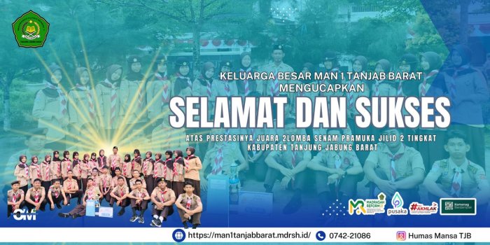 MAN 1 Tanjung Jabung Barat Raih Juara 2 Lomba Senam Pramuka Jilid II Tingkat Kabupaten.